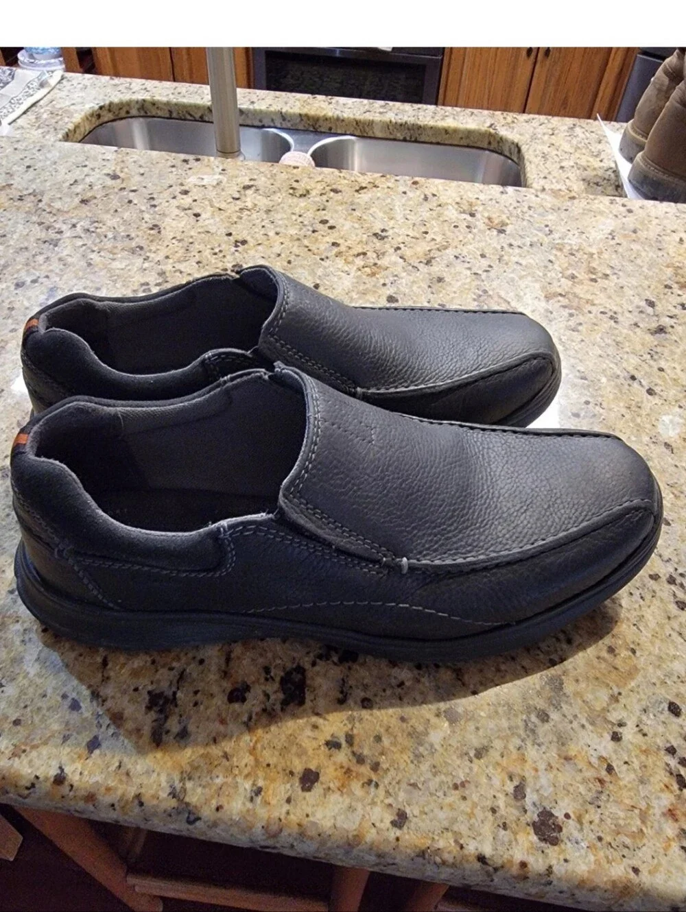 Clarks #14885 Black Pebbled Mens Ultimate Comfort Loafer Shoes 11W